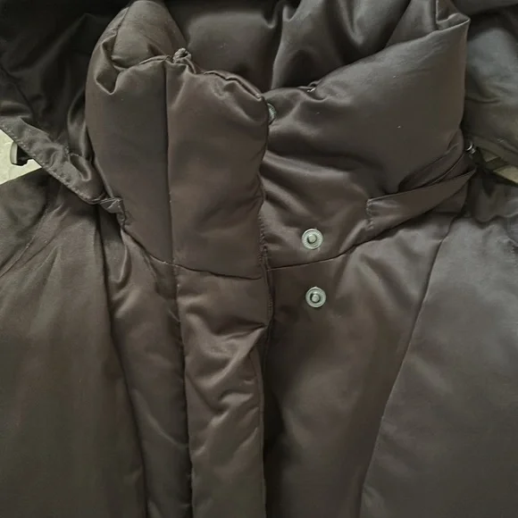 Calvin Klein Brown Long Puffer Down Hooded Coat - Size XS- Excellent Condition - Picture 6 of 16